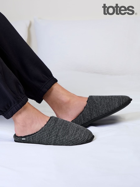Grey - Regular Totes Soft Cord Mule Slippers