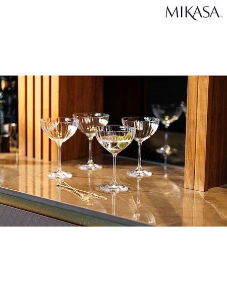 Mikasa 4 Pack Clear Treviso Crystal Coupe Ribbed Glass (863365) | €54