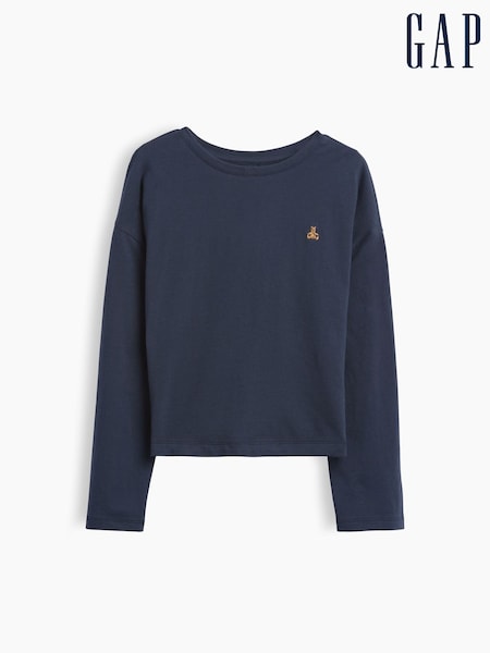 Marineblau - Gap Oversized Long Sleeve T-shirt (4-13yrs)