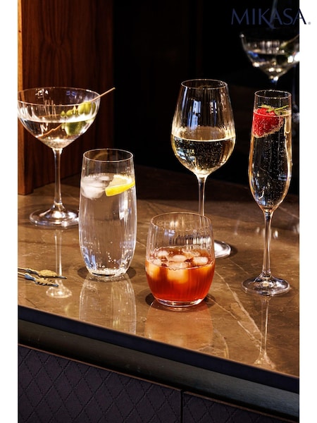 Mikasa Set of 4 Clear Treviso Crystal Highball Ribbed Glass (863510) | €37
