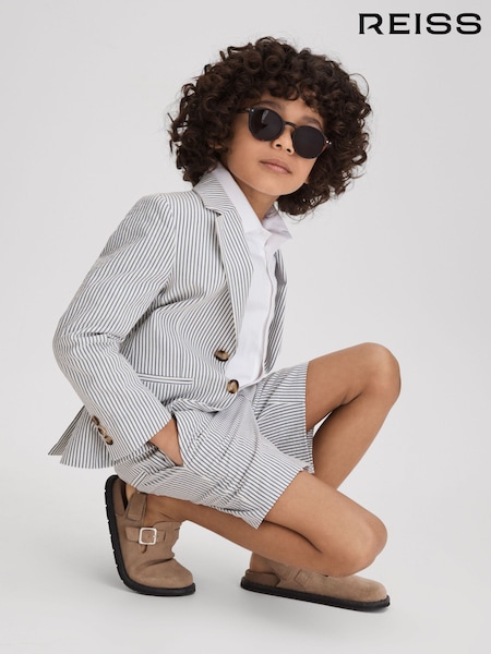 Reiss Soft Blue Barr 9-13 yrs Single Breasted Seersucker Blazer (863641) | €72
