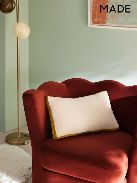 MADE.COM Cream Petra Cotton Velvet Boxy Cushion (863884) | €34