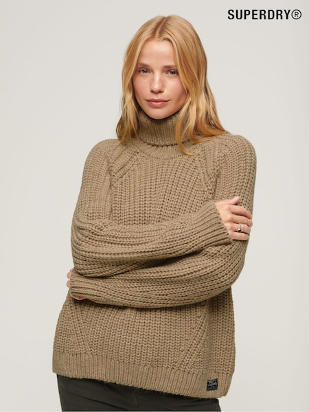 Mehka bež marla - Superdry Slouchy Stitch Roll Neck Knit Cardigan (864371) | € 50