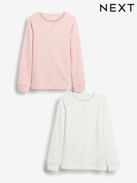 Pink/White 2 Pack Long Sleeved Thermal Tops (2-16yrs) (864914) | €9 - €12.50