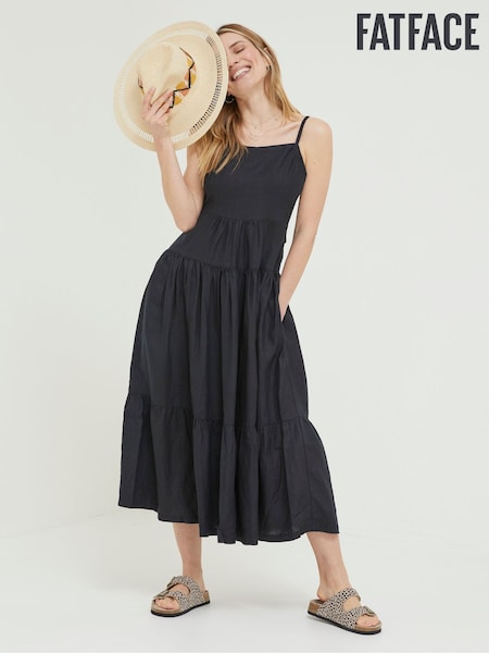 FatFace Black Linen Julien Midi Dress (864931) | €53