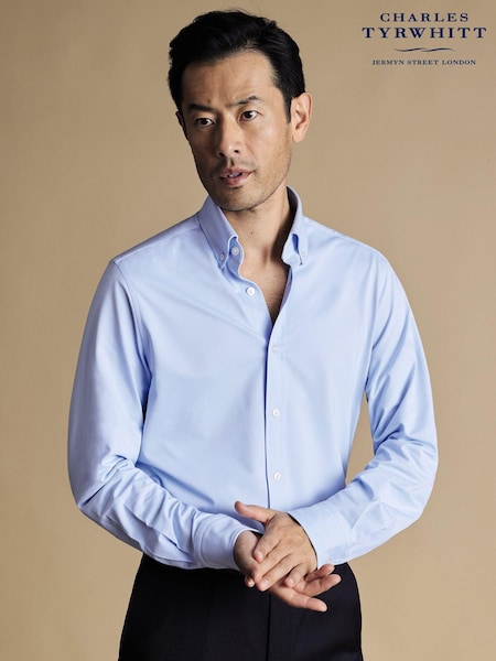 Charles Tyrwhitt Blue Four Way Stretch Button Down Jersey Shirt (865175) | €99