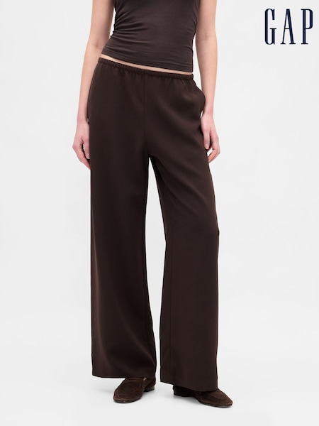 Dark Brown - Gap Easy Wide-leg Trousers