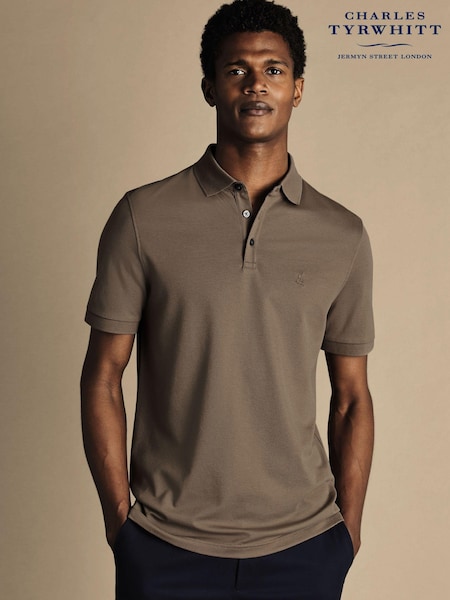 Charles Tyrwhitt Brown Solid Short Sleeve Cotton Tyrwhitt Pique Polo Shirt (865291) | 3,304 UAH
