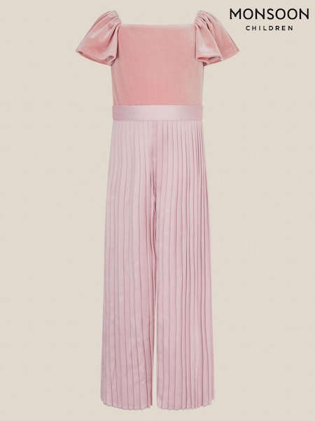 Қызғылт - Monsoon Quinn Velvet Pleated Jumpsuit