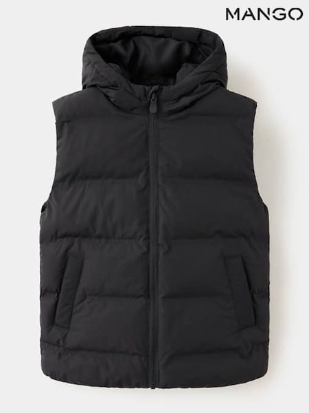 Black - Mango Hooded Manel Gilet