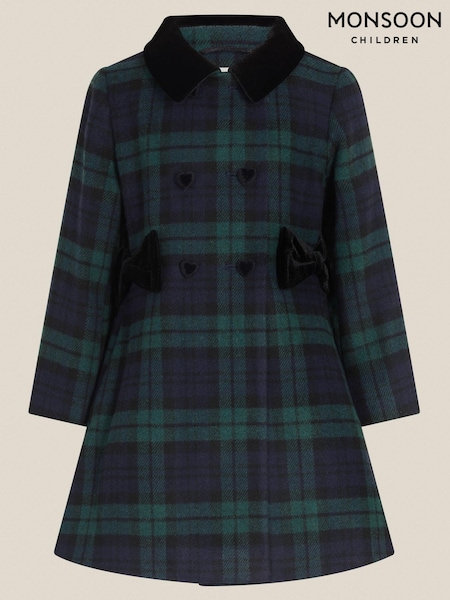 Green - Monsoon Charlotte Tartan Coat