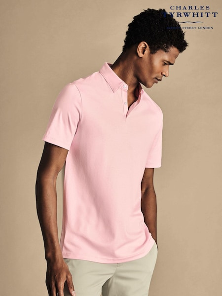Charles Tyrwhitt Pink 100% Cotton Plain Short Sleeve Jersey Polo Shirt (866237) | €86