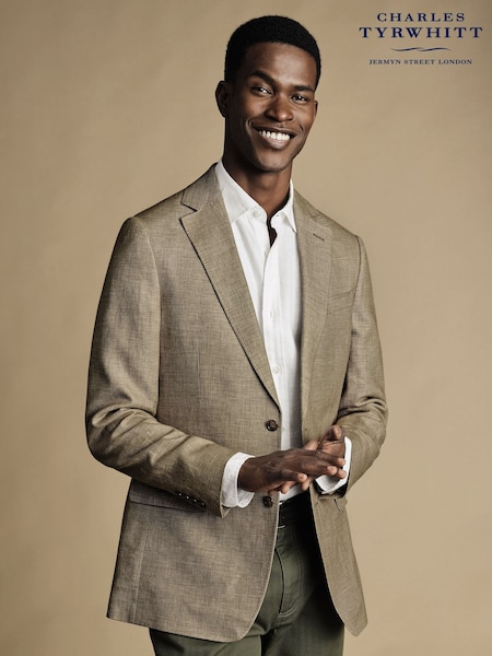 Charles Tyrwhitt Natural Chrome Linen Cotton Classic Fit Jacket (866365) | €132