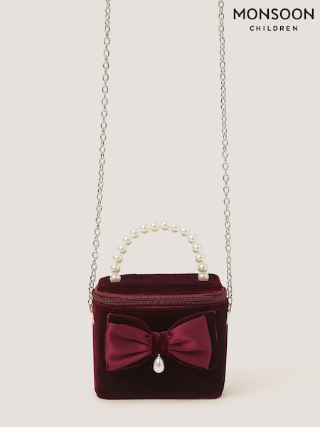 Red - Monsoon Bow Velvet Bag