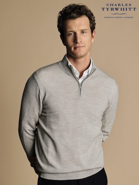 Charles Tyrwhitt Natural Pure Merino Quarter Zip Jumper (866537) | €114