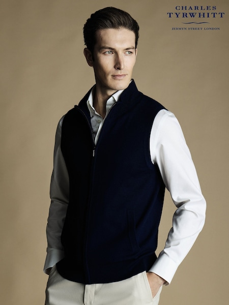 Charles Tyrwhitt Blue Pure Merino Zip Gilet (866573) | €114