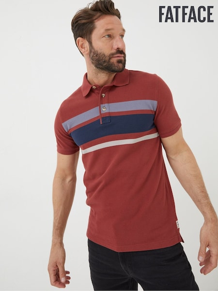FatFace Red Chest Stripe Pique Polo Shirt (866580) | €24