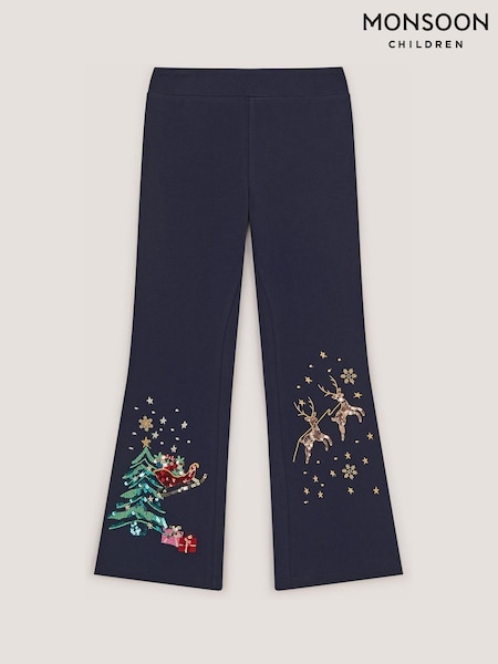 Blue - Monsoon Christmas Kick Flare Leggings