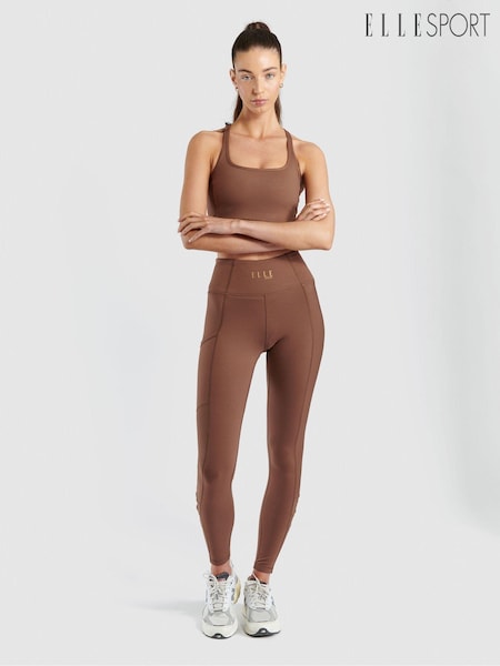 Elle Sport Sueded Finish Ribbed Brown Leggings (867079) | €27