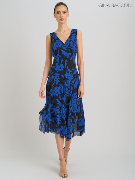 Albastru - Rochie midi florală Gina Bacconi Janey