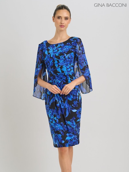 Black - Gina Bacconi Harmony Floral Print Dress