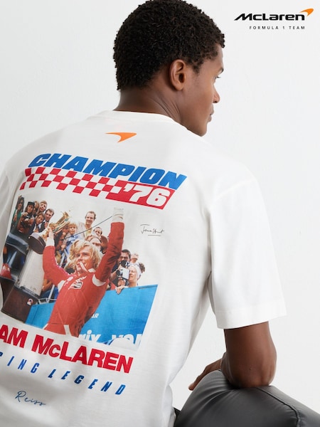 White - Regular Mclaren Racing Cotton James Hunt T-shirt
