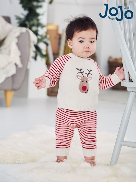 JoJo Maman Bébé Cream Reindeer Knitted Baby Set (8679U6) | €51