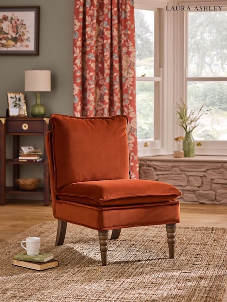Laura Ashley Annaly Velvet Terracotta Nordan Armless Accent Chair (869852) | €377