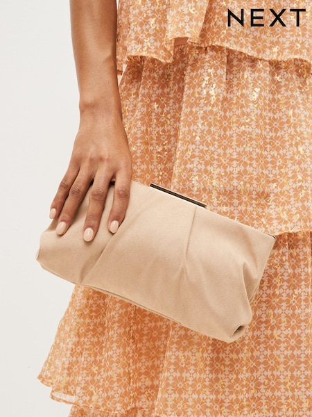 Nude Pleated Frame Clutch Bag (870216) | €13