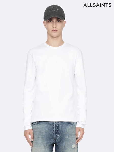Белый - Regular Allsaints Harris Long Sleeve Crew Neck T-shirt