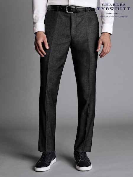 Charles Tyrwhitt Grey Slim Fit Stretch Birdseye Suit Trousers (870950) | AED349