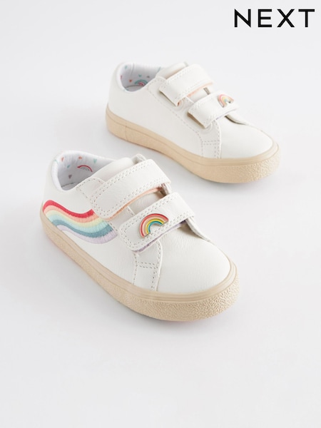 White Wide Fit (G) Rainbow Touch Fasten Trainers (871044) | €18 - €20