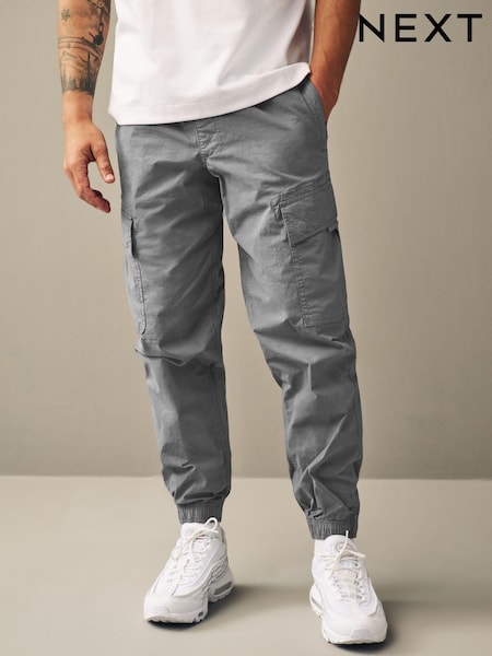 Light Blue Grey Regular Tapered Fit Stretch Utility Cargo Trousers (871124) | CA$79