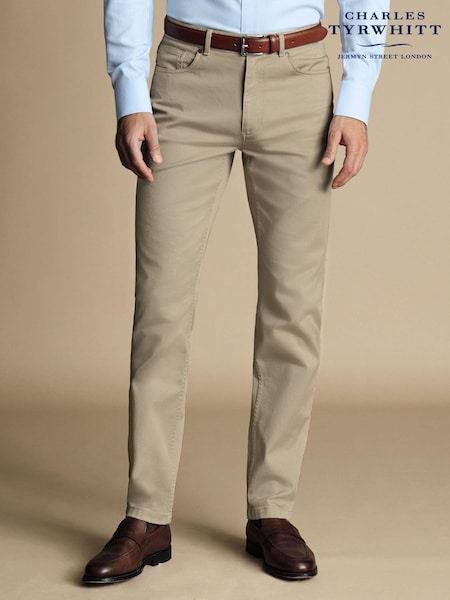 Luonnollinen Cream - Charles Tyrwhitt Twill Slim Fit 5 Pocket Jeans (871296) | €142