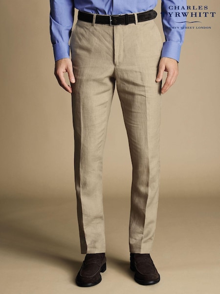 Charles Tyrwhitt Natural Slim Fit 100% Linen Trousers (871501) | AED699