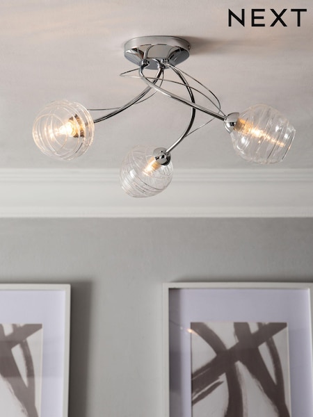 Clear Drizzle 3 Light Flush Ceiling Light (872244) | €72
