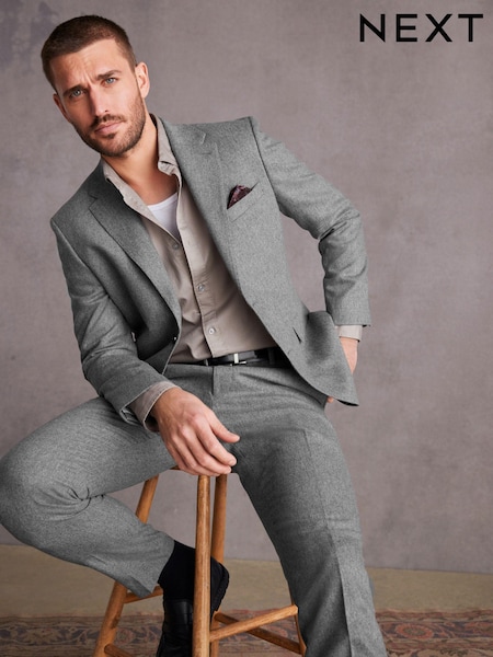 Grey Slim Fit Signature Tollegno Italian Wool Suit Jacket (872288) | €105