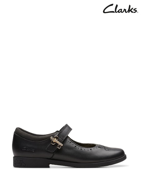 Clarks Black Dark Standard Fit (F) Younger Girls Patent Lock Magic Mary Jane Shoes (872314) | kr657 - kr714