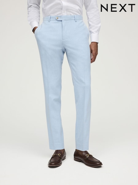 Light Blue Skinny Fit Pipe Trimmed Suit: Trousers (872512) | €11