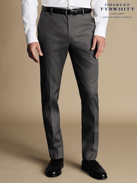 Charles Tyrwhitt Grey Classic Fit Smart Texture Trousers (872717) | €105