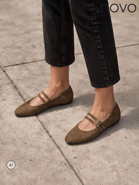 Green - Novo Fancie Mary Jane Flat Shoes