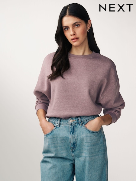 Mauve Purple Relaxed Fit Soft Overdyed Marl Crew Neck Sweatshirt (872750) | €14