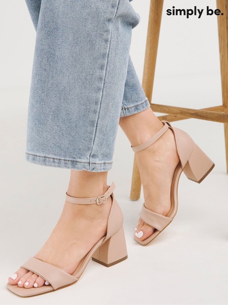 Simply Be Barely There Block Heel Sandals In Wide Fit (872786) | €38