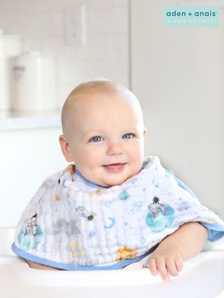 aden + anais Natural Essentials Cotton Space Explorers Muslin Baby Burpy 100% Cotton Bib (872797) | €14