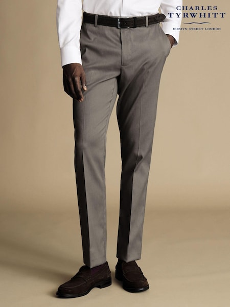 Charles Tyrwhitt Grey Chrome Classic Fit Smart Texture Trousers (872849) | €105