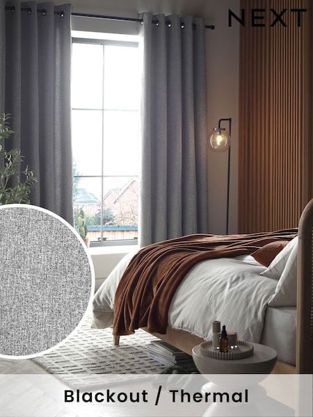 Grey Next Soft Marl Eyelet Blackout/Thermal Curtains (872884) | 147 QAR - 404 QAR