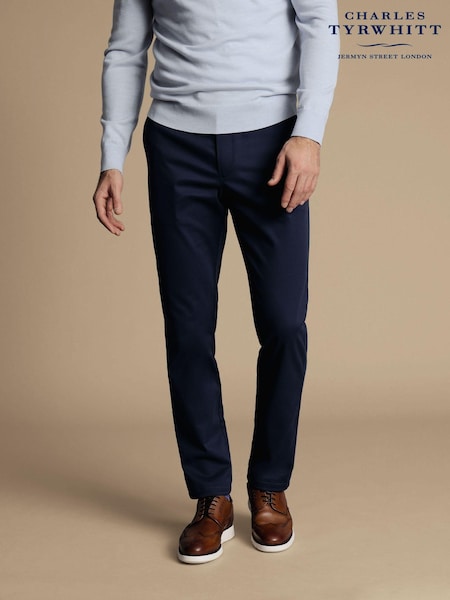 Charles Tyrwhitt Blue Chrome Slim Fit Ultimate Non-Iron Chino Trousers (872951) | ₪453