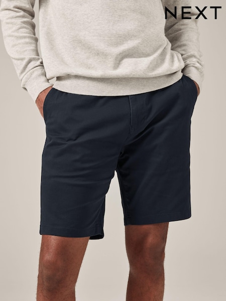 Navy Blue Slim Fit Stretch Chinos Shorts (873087) | $35