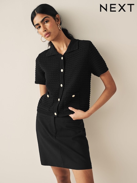 črna - Short Sleeve Button Up Jacket (873183) | € 22