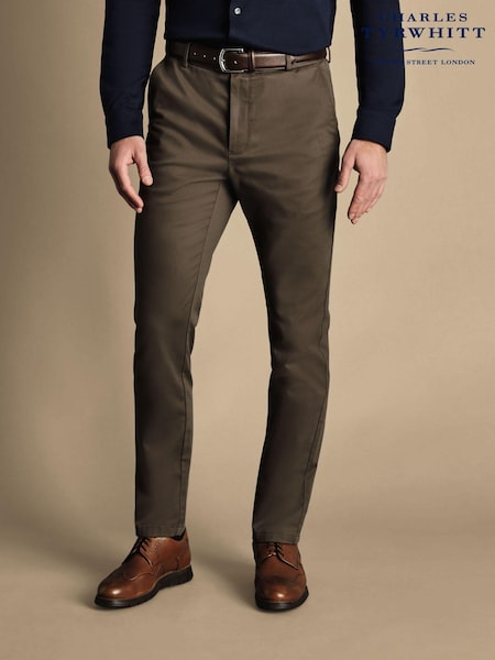 Charles Tyrwhitt Brown French Classic Fit Ultimate non-iron Chino Trousers (873246) | 445 QAR